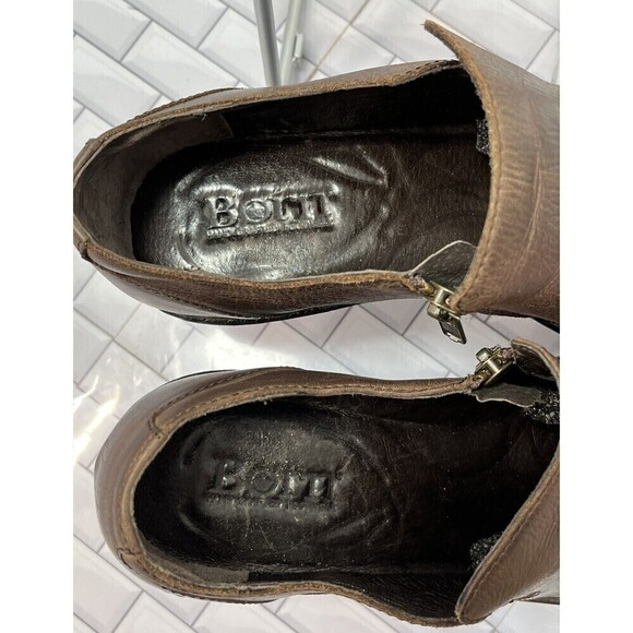 Born Clover Platform Clog Womens 9.5m Brown Leather Side Zip Minimalist Chunky - Picture 8 of 13